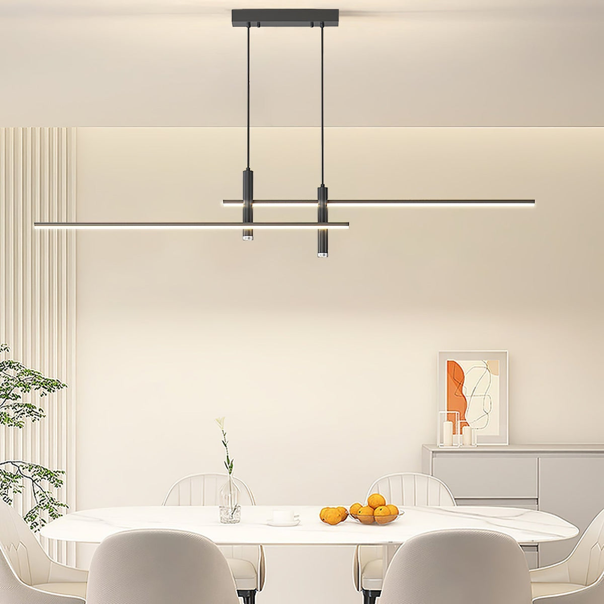 Linear Track Pendant Light Metal 2-Spotlight Bar Adjustable Modern Suspended Fixture for Kitchen Island Dining Living Room