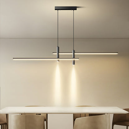 Linear Track Pendant Light Metal 2-Spotlight Bar Adjustable Modern Suspended Fixture for Kitchen Island Dining Living Room