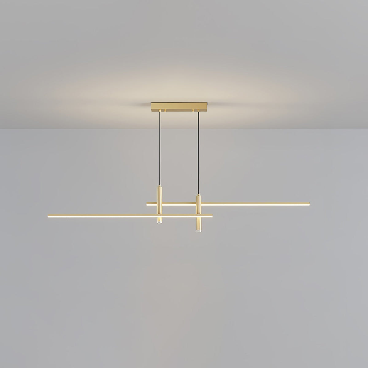 Linear Track Pendant Light Metal 2-Spotlight Bar Adjustable Modern Suspended Fixture for Kitchen Island Dining Living Room