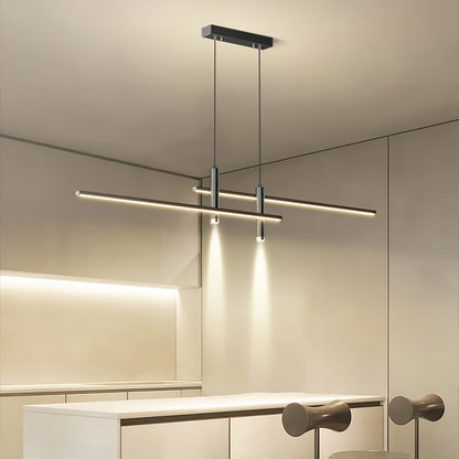 Linear Track Pendant Light Metal 2-Spotlight Bar Adjustable Modern Suspended Fixture for Kitchen Island Dining Living Room