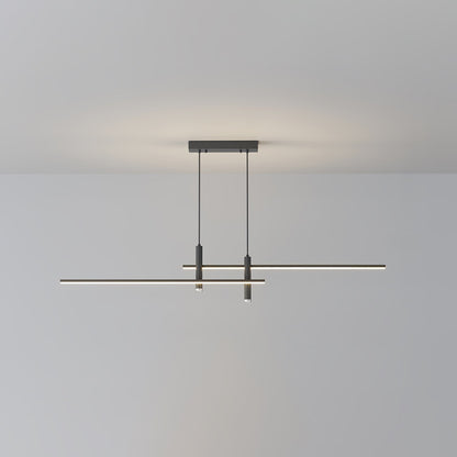 Linear Track Pendant Light Metal 2-Spotlight Bar Adjustable Modern Suspended Fixture for Kitchen Island Dining Living Room