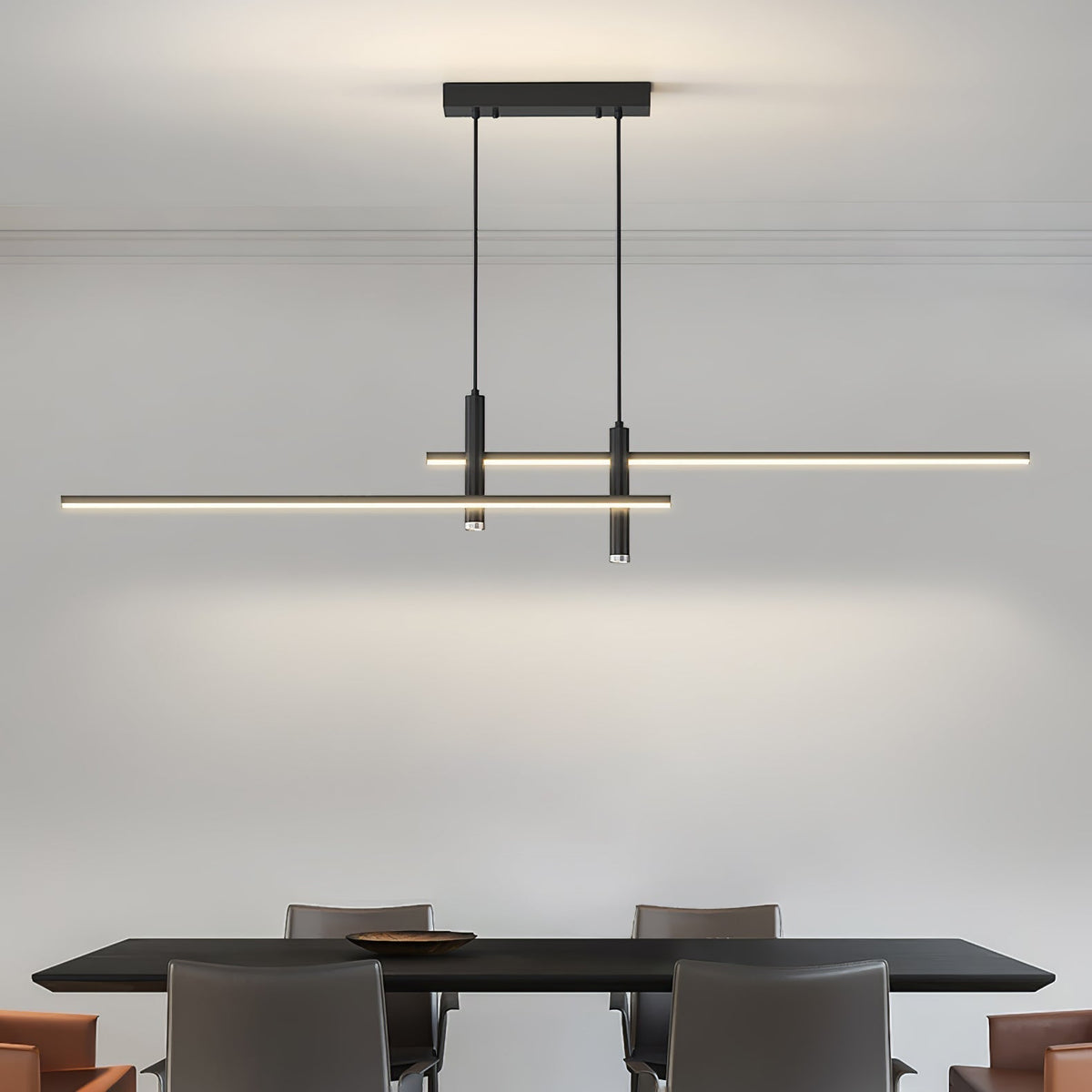 Linear Track Pendant Light Metal 2-Spotlight Bar Adjustable Modern Suspended Fixture for Kitchen Island Dining Living Room