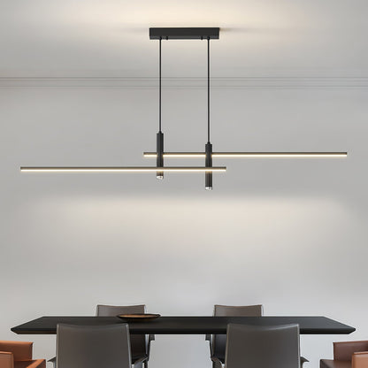 Linear Track Pendant Light Metal 2-Spotlight Bar Adjustable Modern Suspended Fixture for Kitchen Island Dining Living Room