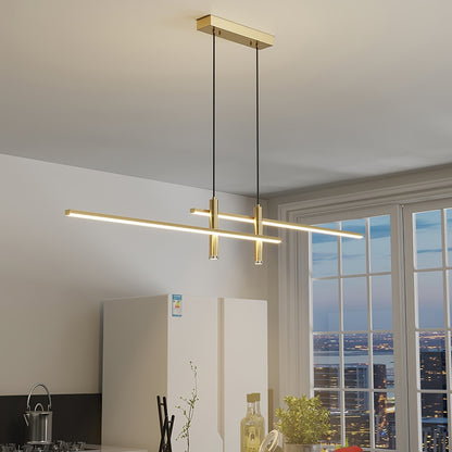 Linear Track Pendant Light Metal 2-Spotlight Bar Adjustable Modern Suspended Fixture for Kitchen Island Dining Living Room