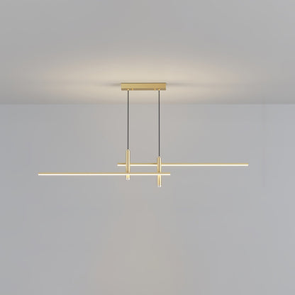 Linear Track Pendant Light Metal 2-Spotlight Bar Adjustable Modern Suspended Fixture for Kitchen Island Dining Living Room