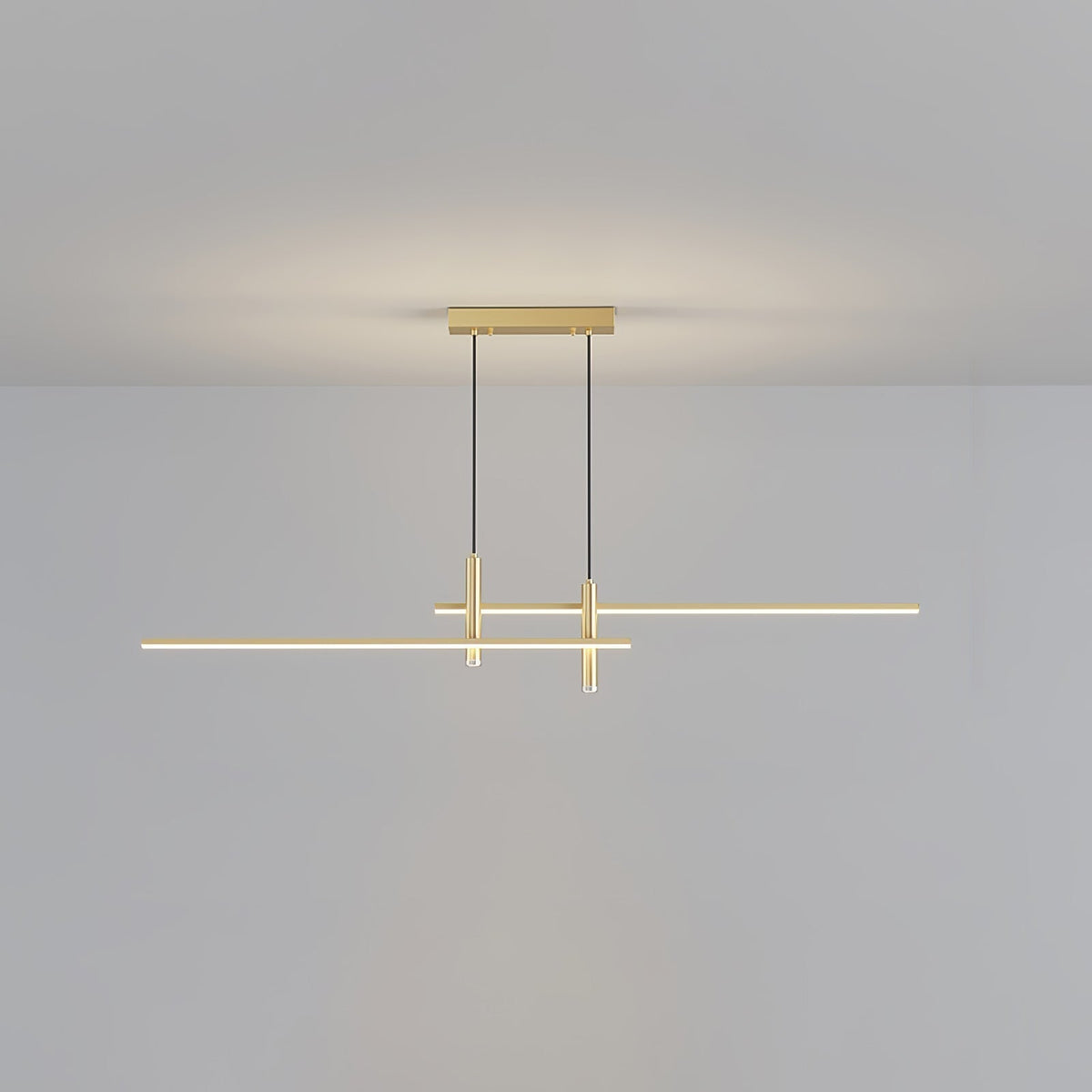 Linear Track Pendant Light Metal 2-Spotlight Bar Adjustable Modern Suspended Fixture for Kitchen Island Dining Living Room