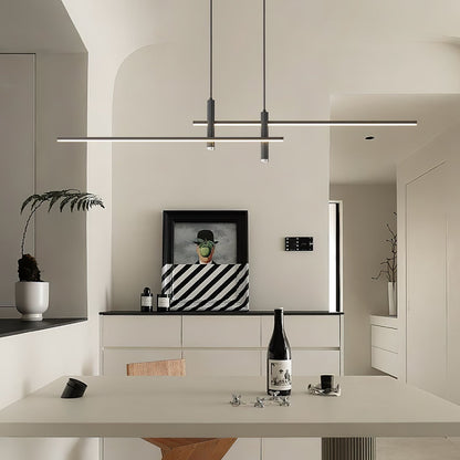 Linear Track Pendant Light Metal 2-Spotlight Bar Adjustable Modern Suspended Fixture for Kitchen Island Dining Living Room