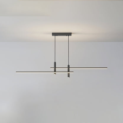 Linear Track Pendant Light Metal 2-Spotlight Bar Adjustable Modern Suspended Fixture for Kitchen Island Dining Living Room