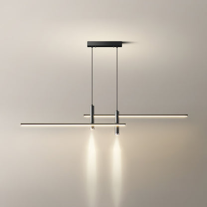 Linear Track Pendant Light Metal 2-Spotlight Bar Adjustable Modern Suspended Fixture for Kitchen Island Dining Living Room