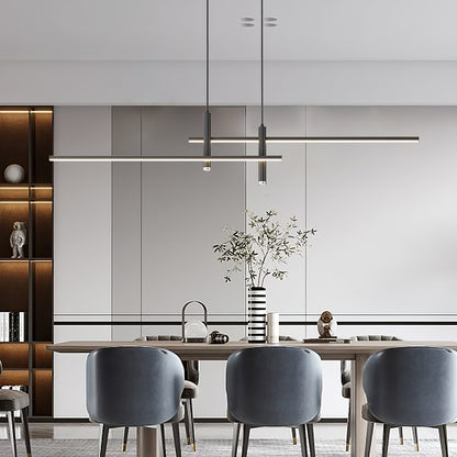 Linear Track Pendant Light Metal 2-Spotlight Bar Adjustable Modern Suspended Fixture for Kitchen Island Dining Living Room