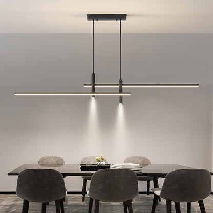 Linear Track Pendant Light Metal 2-Spotlight Bar Adjustable Modern Suspended Fixture for Kitchen Island Dining Living Room