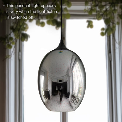 Spherical Hanging Pendant with Iridescent Multi-Hue Glass Shade for Dining Room Kitchen Island Bar Counter Breakfast Nook Entryway Hallway