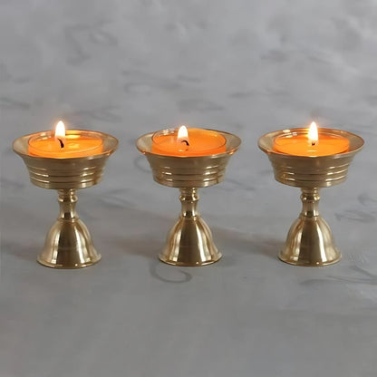Liora Candle Holder - Vintage Copper Finish, Pedestal Base