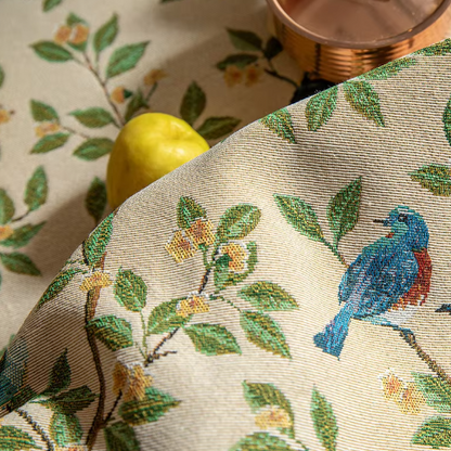 Liora Heritage Tablecloth - Floral and Bird Pattern, Machine Washable Polyester