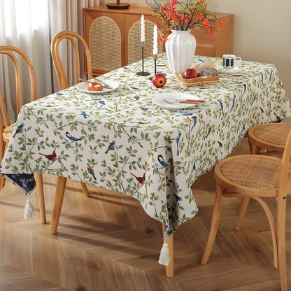 Liora Heritage Tablecloth - Floral and Bird Pattern, Machine Washable Polyester