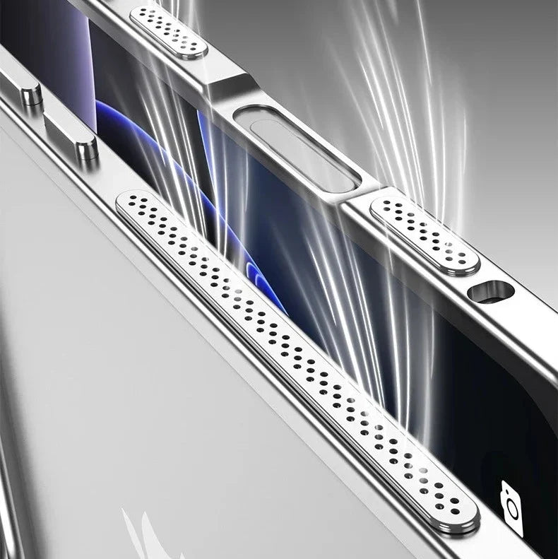Aluminum Bumper Case for iPhone with Ventilation Grills & Detachable Lens Shield – Shock-Absorbing Frame for 12 Pro Max to 17 Series