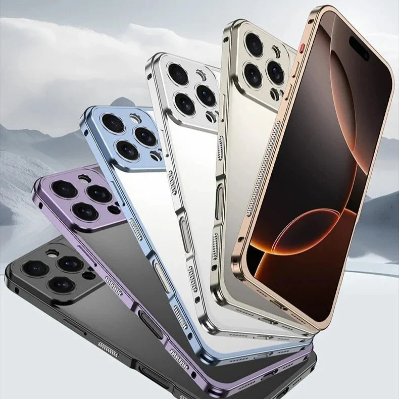 Aluminum Bumper Case for iPhone with Ventilation Grills & Detachable Lens Shield – Shock-Absorbing Frame for 12 Pro Max to 17 Series