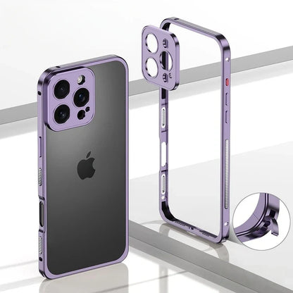 Aluminum Bumper Case for iPhone with Ventilation Grills & Detachable Lens Shield – Shock-Absorbing Frame for 12 Pro Max to 17 Series