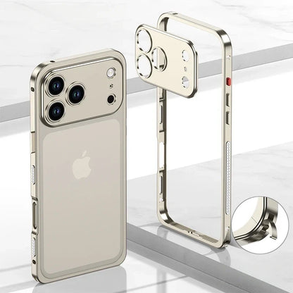 Aluminum Bumper Case for iPhone with Ventilation Grills & Detachable Lens Shield – Shock-Absorbing Frame for 12 Pro Max to 17 Series
