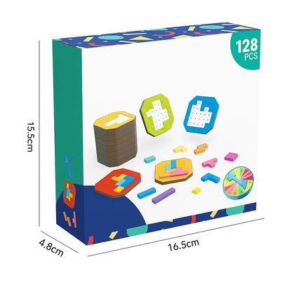 Shape-Matching Brain Teaser Set with 108 Pieces and 20 Pattern Cards for Kids Age 4+ and Adults