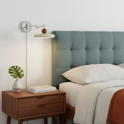 Compact Plug-In Sconce with Adjustable LED Temperature Chrome Accents for Bedroom Living Room Hallway Reading Nook Modern Indoor Lighting