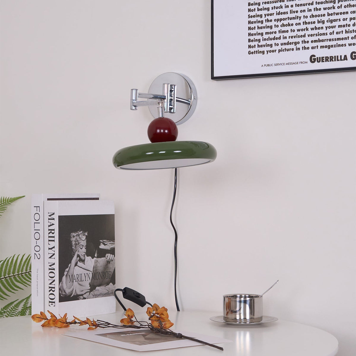 Compact Plug-In Sconce with Adjustable LED Temperature Chrome Accents for Bedroom Living Room Hallway Reading Nook Modern Indoor Lighting