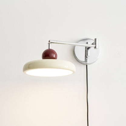 Compact Plug-In Sconce with Adjustable LED Temperature Chrome Accents for Bedroom Living Room Hallway Reading Nook Modern Indoor Lighting