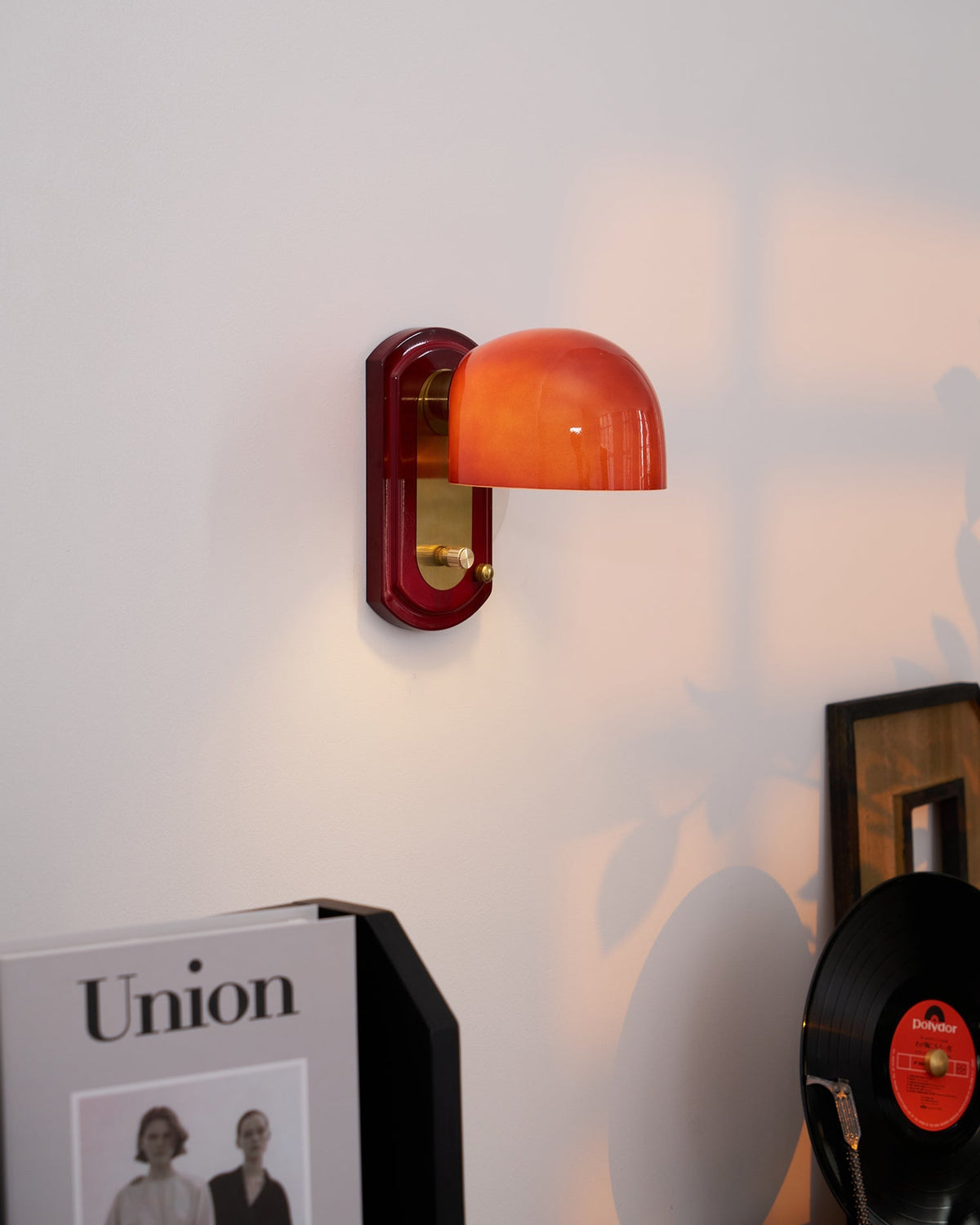 Dome Sconce Hardwired Fixture 8 Inch Red & Gold Finish Metal Shade for Hallway Bedroom Living Room Indoor Accent Lighting E26 Base