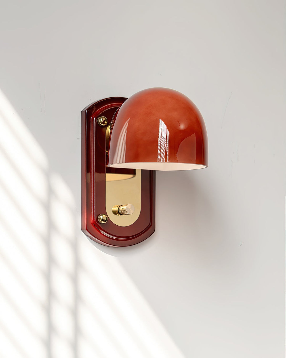Dome Sconce Hardwired Fixture 8 Inch Red & Gold Finish Metal Shade for Hallway Bedroom Living Room Indoor Accent Lighting E26 Base