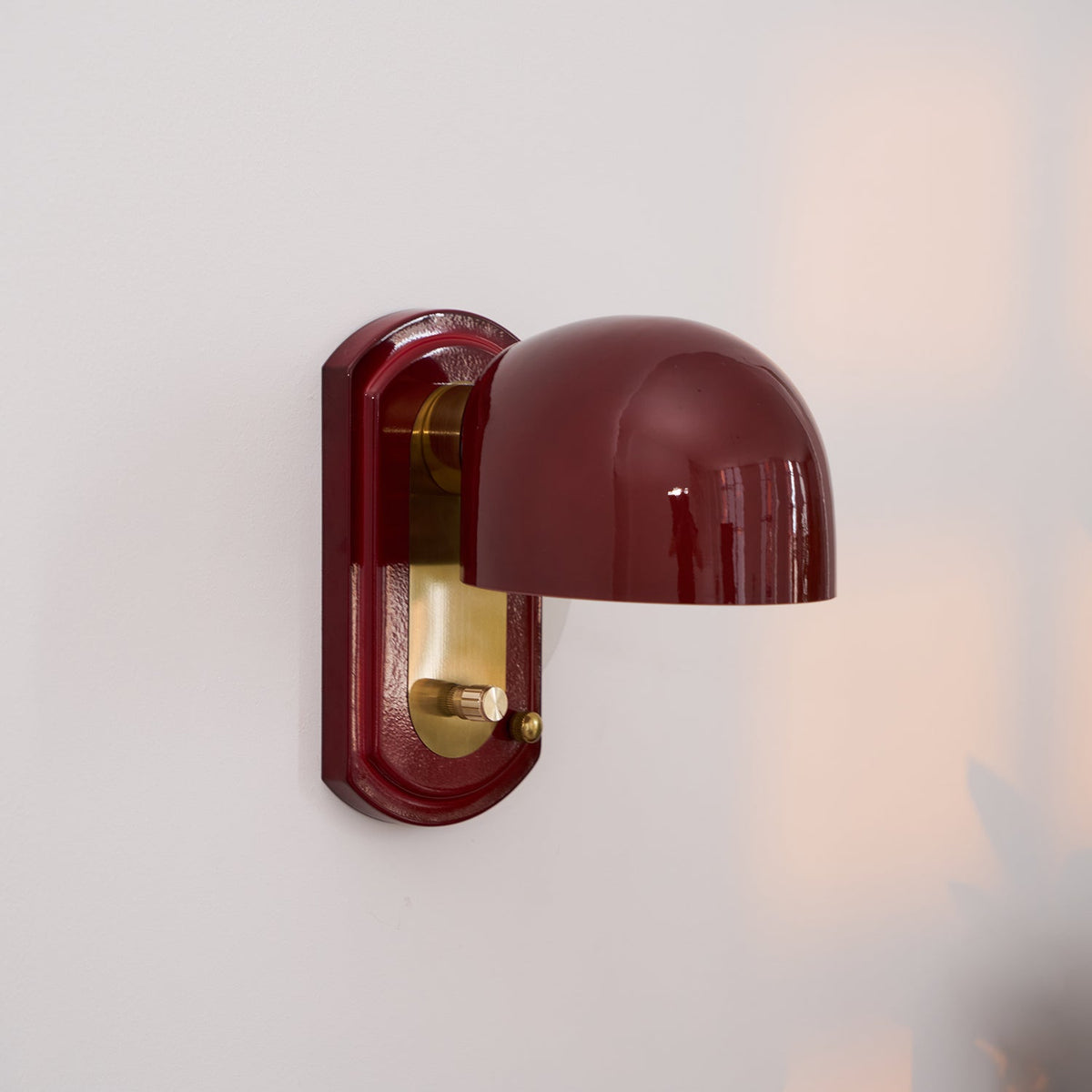 Dome Sconce Hardwired Fixture 8 Inch Red & Gold Finish Metal Shade for Hallway Bedroom Living Room Indoor Accent Lighting E26 Base