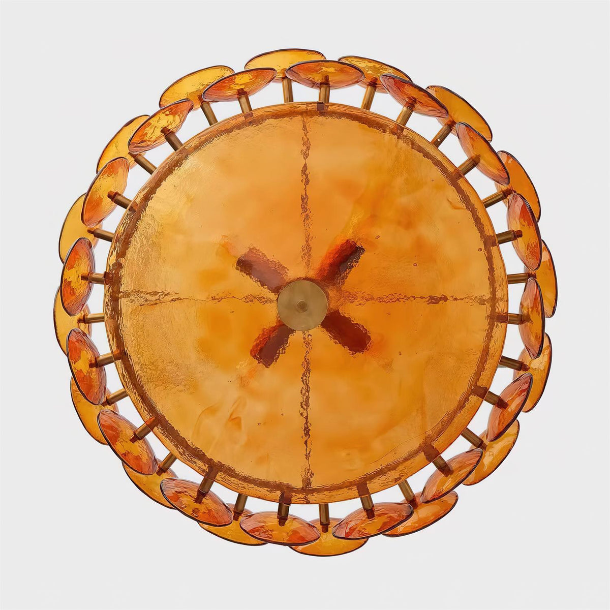 Layered Glass Disc Chandelier with Adjustable Height – Warm Metallic Finish for Dining Rooms, Living Spaces & Entryways