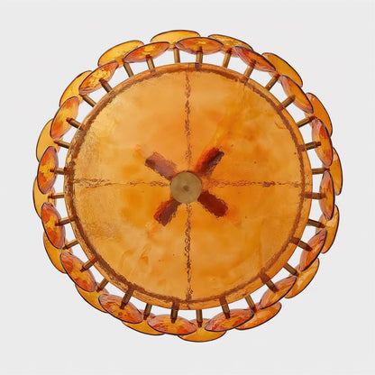 Layered Glass Disc Chandelier with Adjustable Height – Warm Metallic Finish for Dining Rooms, Living Spaces & Entryways