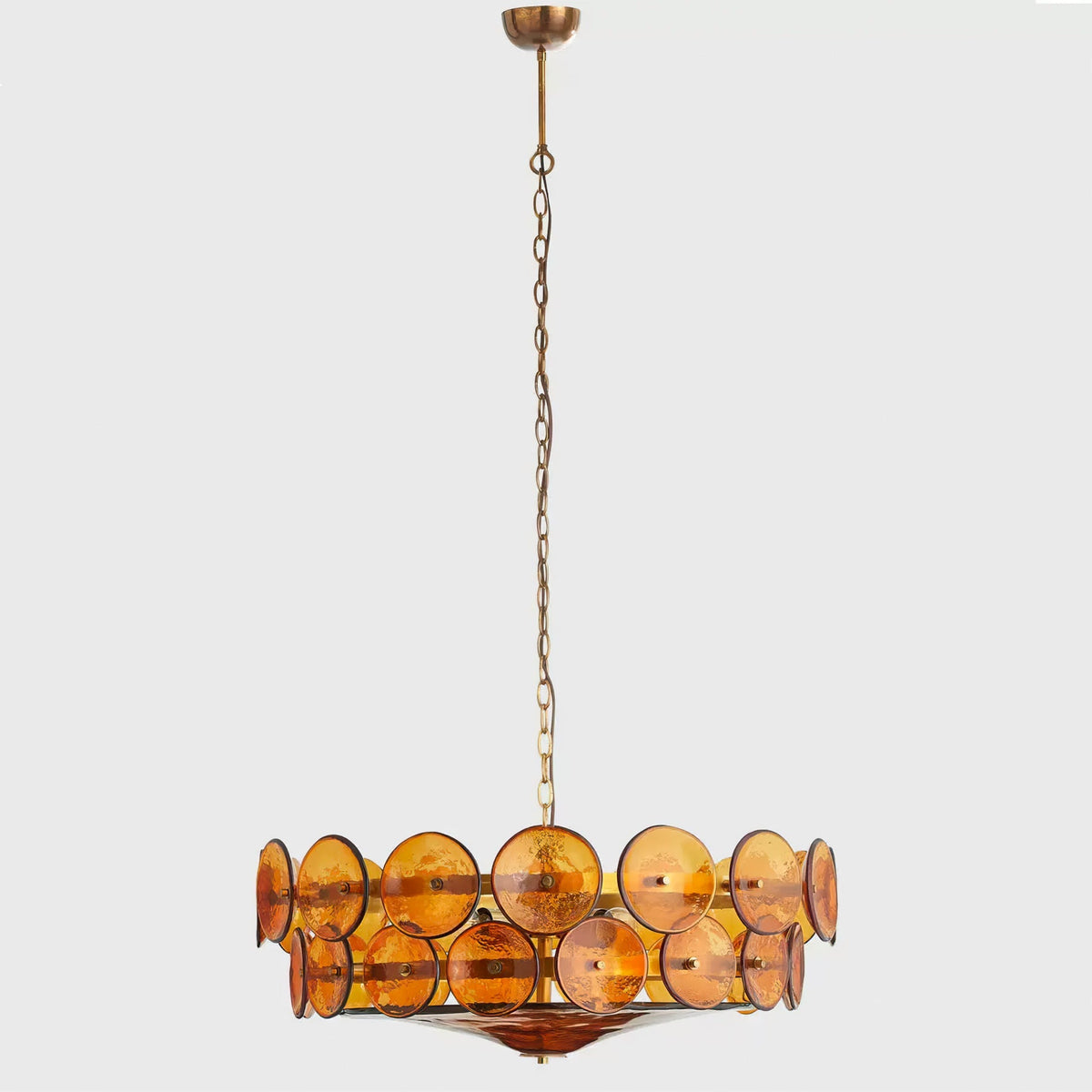 Tiered Glass Disc Pendant Light for Dining Room – Amber Circular Shade Ceiling Fixture – Adjustable Hanging Lamp for Kitchen Island Living R
