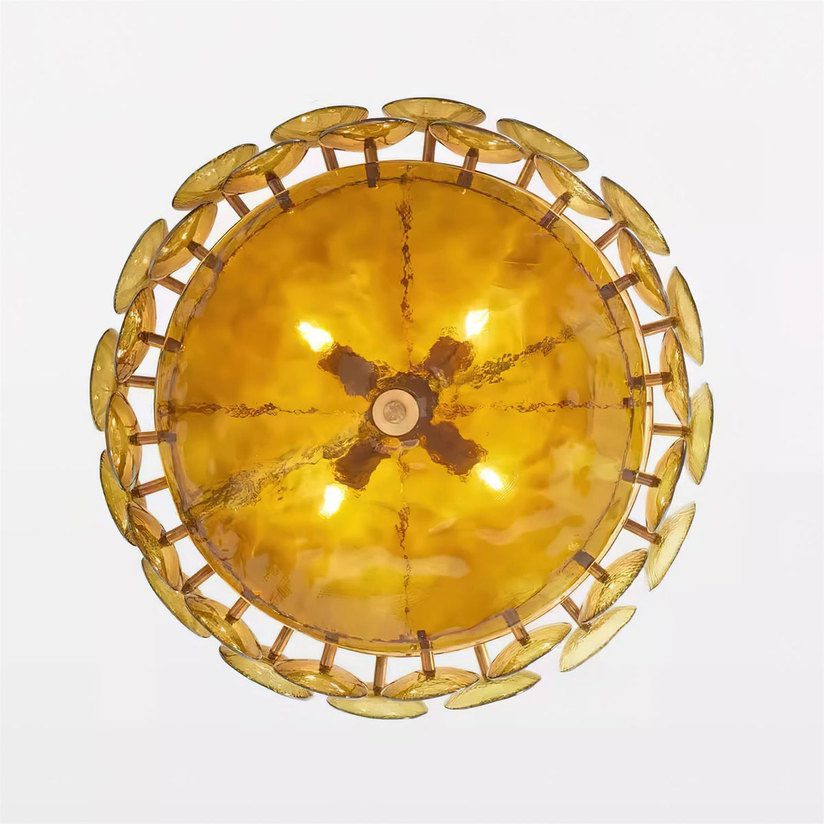 Layered Glass Disc Chandelier with Adjustable Height – Warm Metallic Finish for Dining Rooms, Living Spaces & Entryways