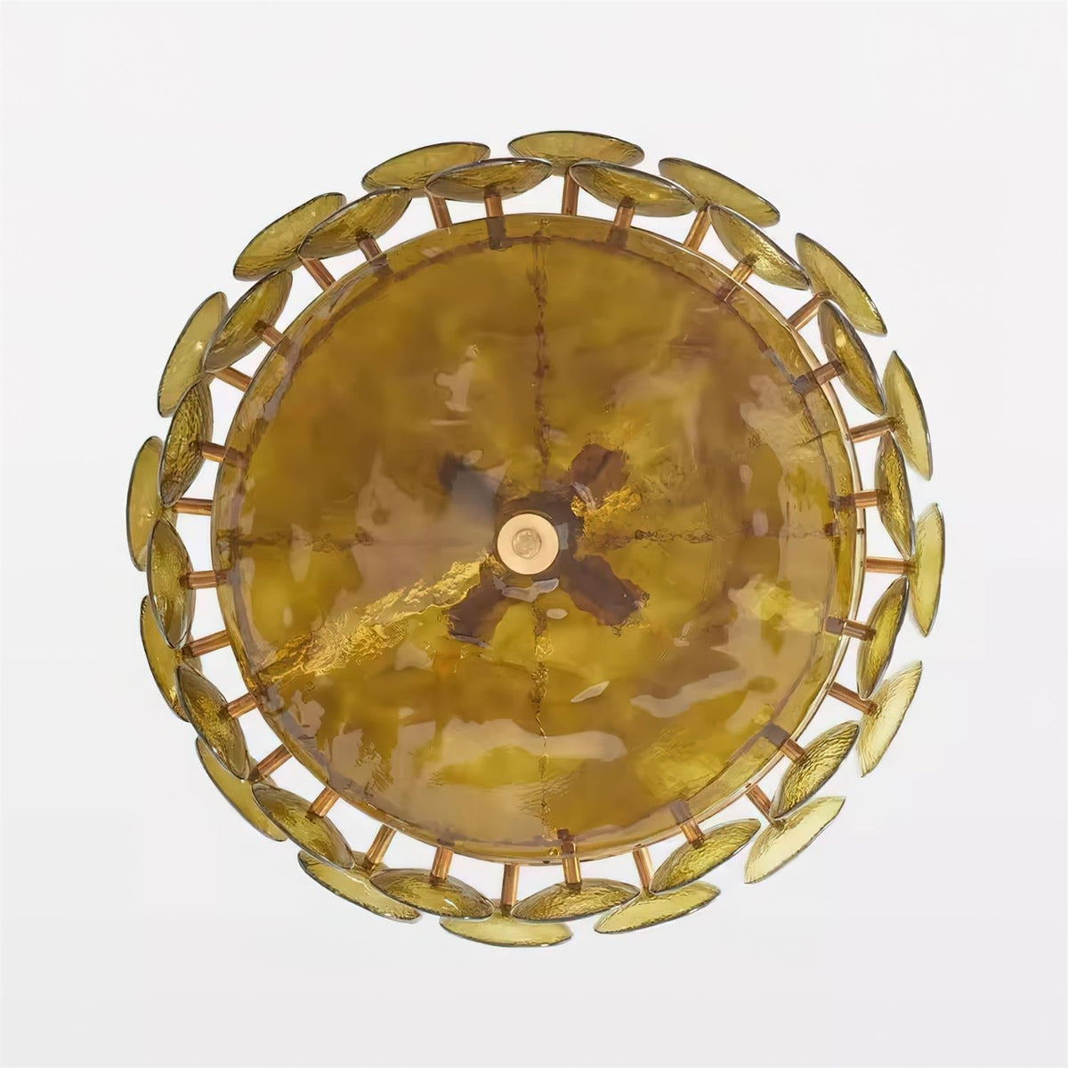 Layered Glass Disc Chandelier with Adjustable Height – Warm Metallic Finish for Dining Rooms, Living Spaces & Entryways