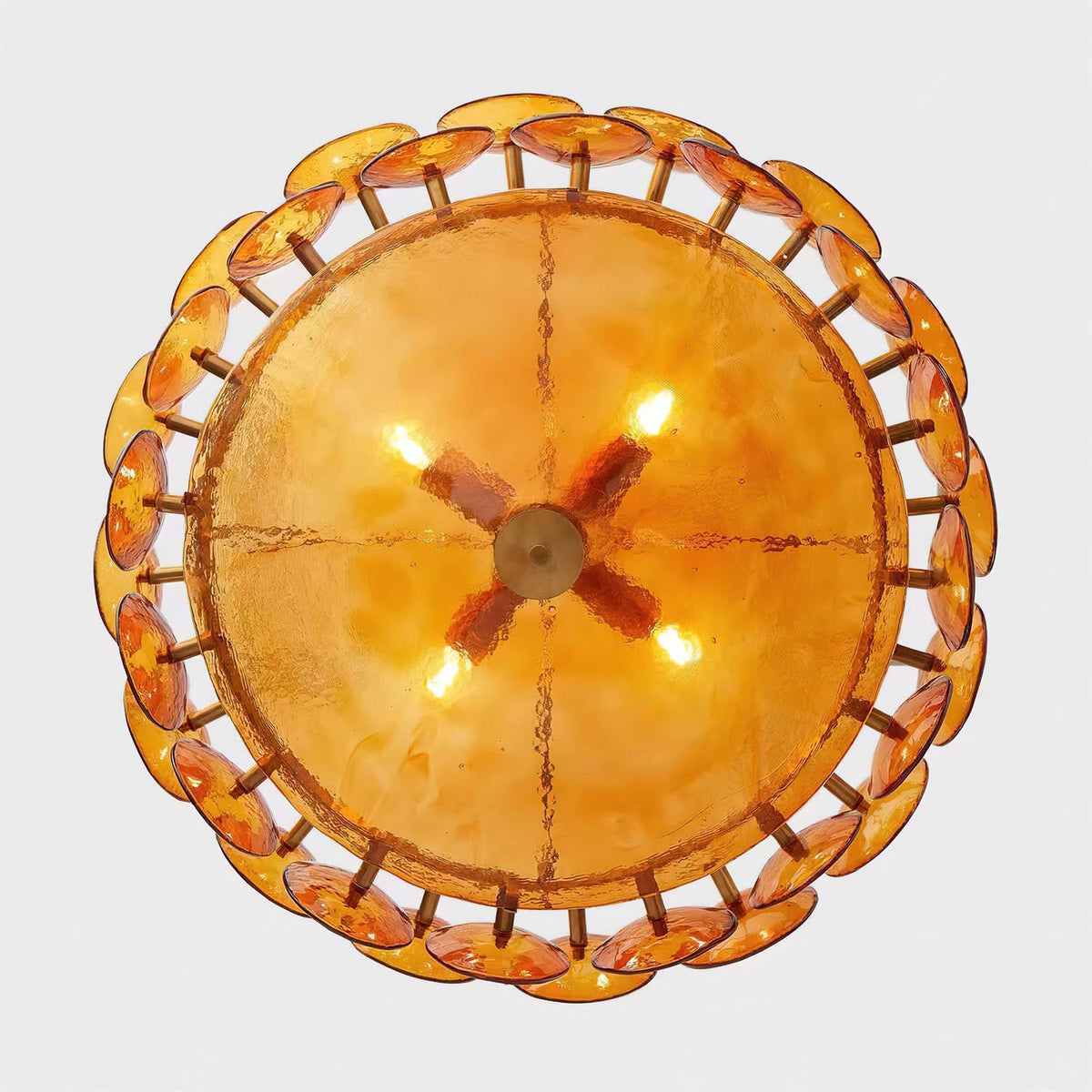 Layered Glass Disc Chandelier with Adjustable Height – Warm Metallic Finish for Dining Rooms, Living Spaces & Entryways