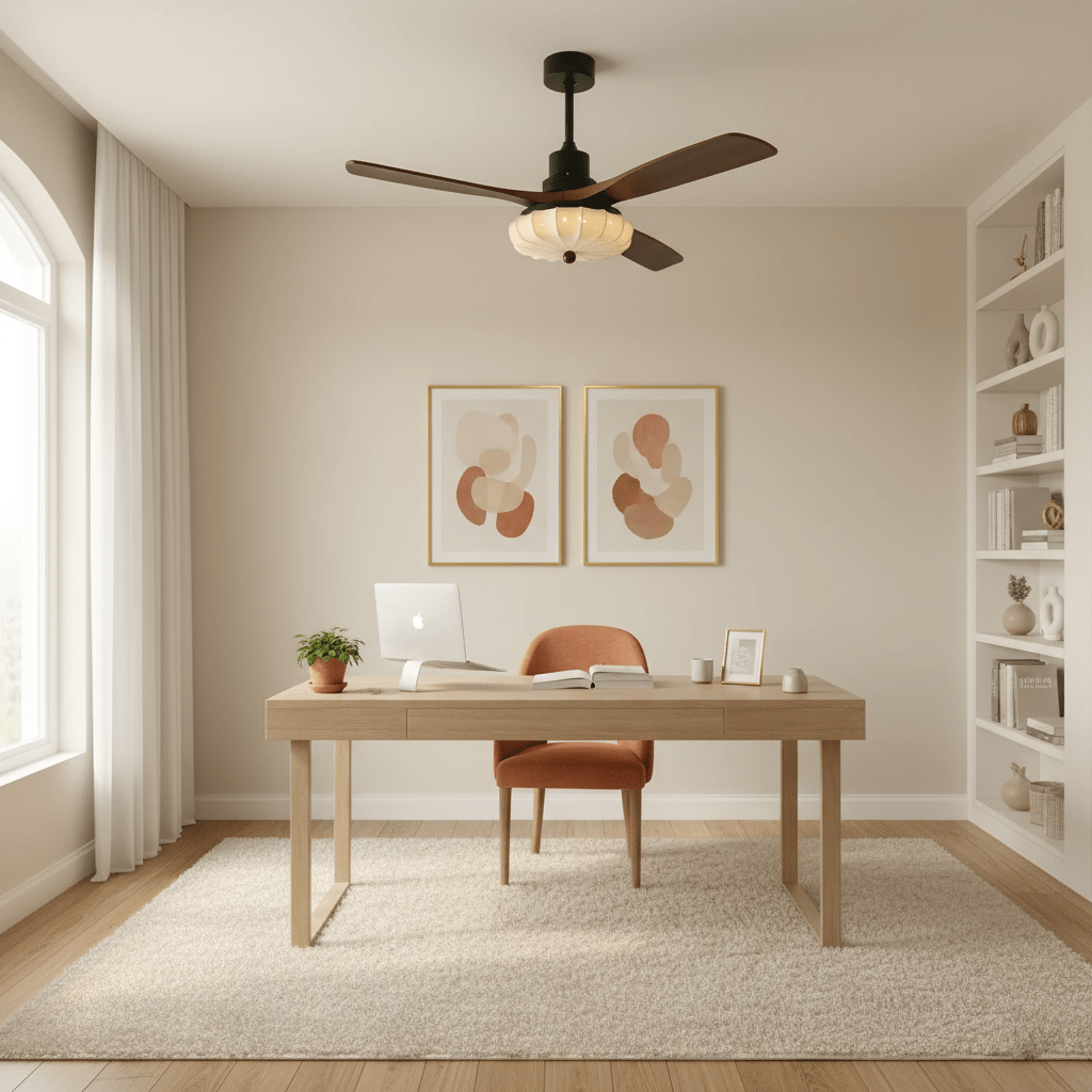 Wood Blade Ceiling Fan with Drum Shade Light DC Motor 6 Speed Remote Indoor Dining Living Bedroom Adjustable 36 42 48 52 Inch Quiet Reversib