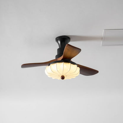 Wood Blade Ceiling Fan with Drum Shade Light DC Motor 6 Speed Remote Indoor Dining Living Bedroom Adjustable 36 42 48 52 Inch Quiet Reversib
