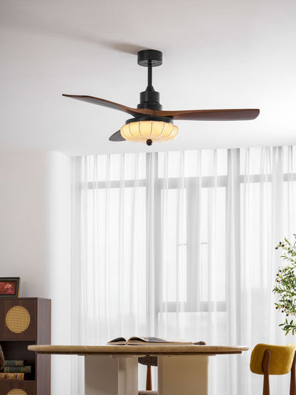 Wood Blade Ceiling Fan with Drum Shade Light DC Motor 6 Speed Remote Indoor Dining Living Bedroom Adjustable 36 42 48 52 Inch Quiet Reversib