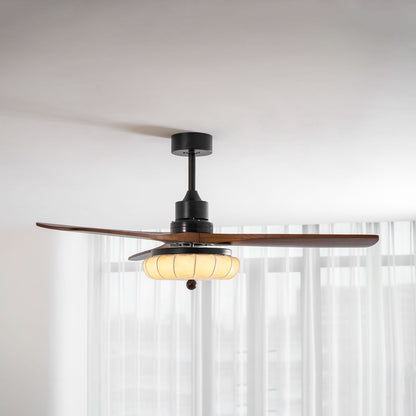 Wood Blade Ceiling Fan with Drum Shade Light DC Motor 6 Speed Remote Indoor Dining Living Bedroom Adjustable 36 42 48 52 Inch Quiet Reversib