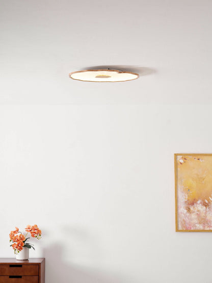 Wood-Look LED Ceiling Light Flush Mount with Botanical Curved Edge Design for Bedroom Living Room Kitchen