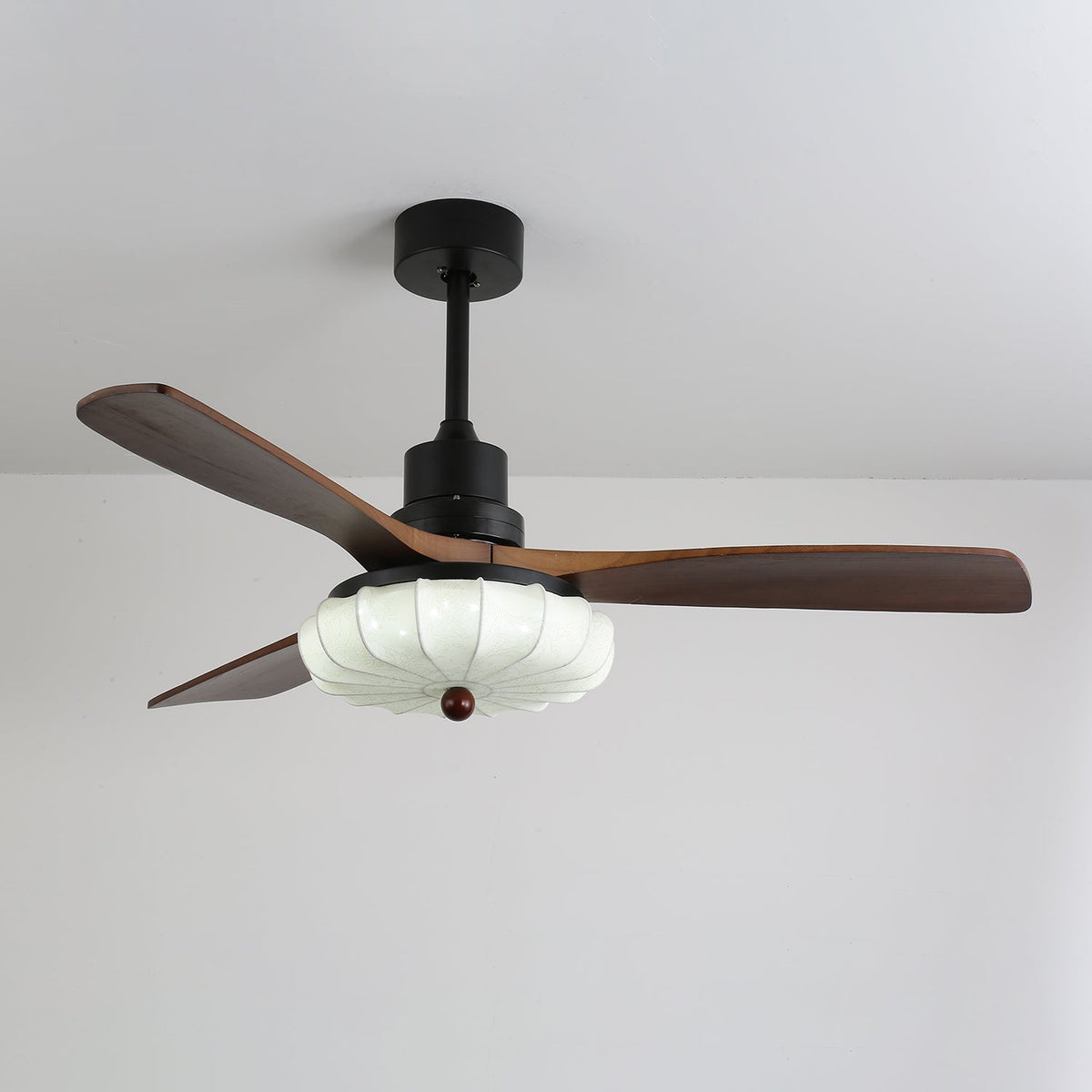 Wood Blade Ceiling Fan with Drum Shade Light DC Motor 6 Speed Remote Indoor Dining Living Bedroom Adjustable 36 42 48 52 Inch Quiet Reversib