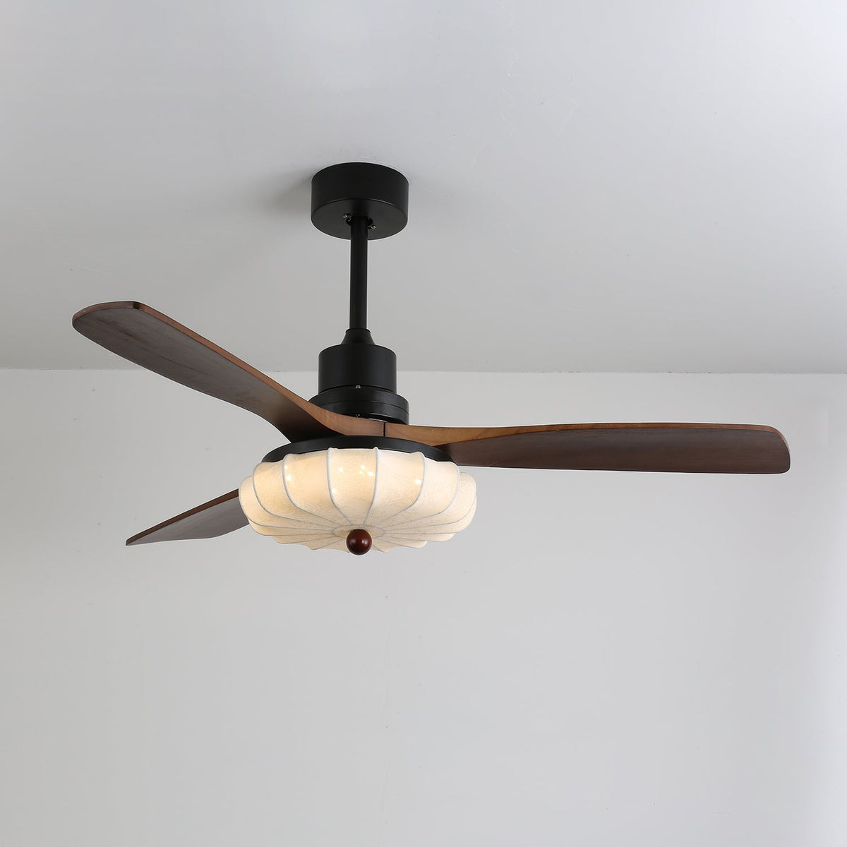 Wood Blade Ceiling Fan with Drum Shade Light DC Motor 6 Speed Remote Indoor Dining Living Bedroom Adjustable 36 42 48 52 Inch Quiet Reversib