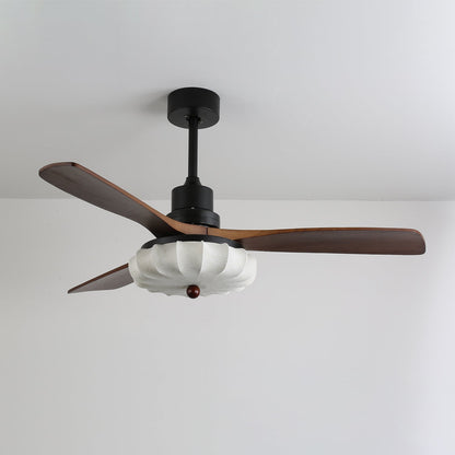 Wood Blade Ceiling Fan with Drum Shade Light DC Motor 6 Speed Remote Indoor Dining Living Bedroom Adjustable 36 42 48 52 Inch Quiet Reversib