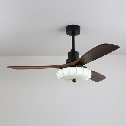 Wood Blade Ceiling Fan with Drum Shade Light DC Motor 6 Speed Remote Indoor Dining Living Bedroom Adjustable 36 42 48 52 Inch Quiet Reversib