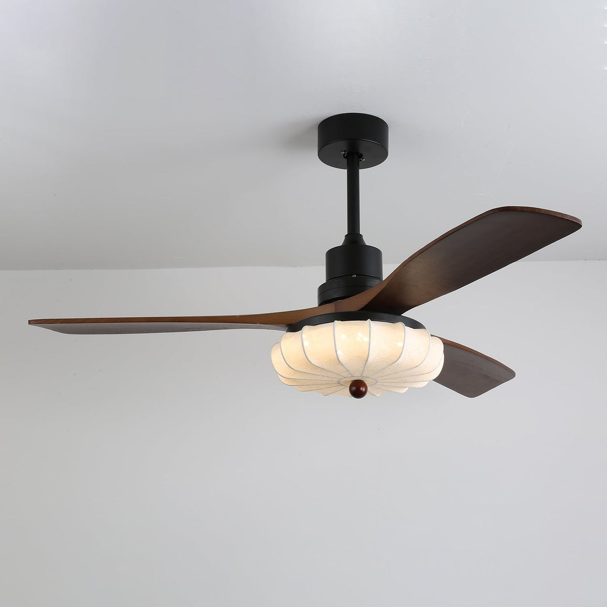 Wood Blade Ceiling Fan with Drum Shade Light DC Motor 6 Speed Remote Indoor Dining Living Bedroom Adjustable 36 42 48 52 Inch Quiet Reversib