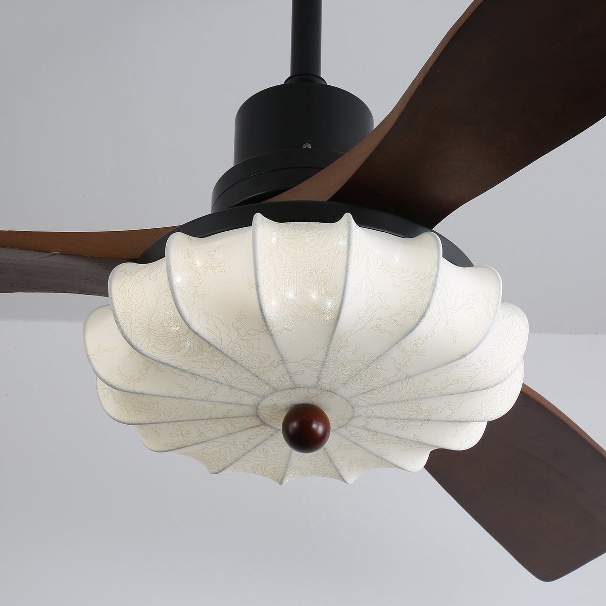 Wood Blade Ceiling Fan with Drum Shade Light DC Motor 6 Speed Remote Indoor Dining Living Bedroom Adjustable 36 42 48 52 Inch Quiet Reversib