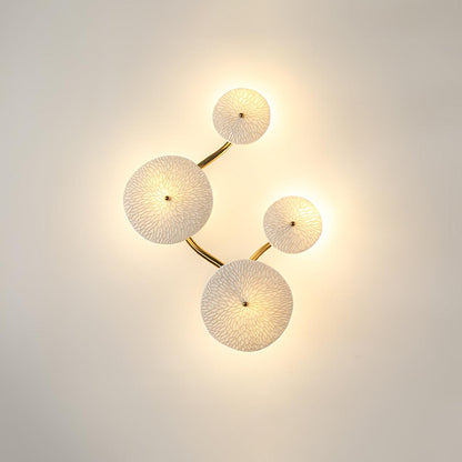 Ceramic Petal Wall Sconce – Floral LED Light with Gold Metal Accents for Hallway, Bedroom & Living Room Decor