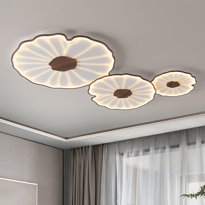 Organic Leaf-Inspired LED Ceiling Light with Wood-Grain Finish for Living Room & Bedroom