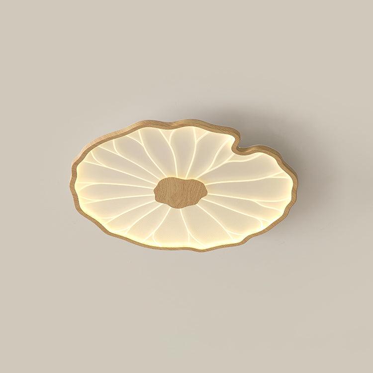 Flush Mount LED Ceiling Light with Wood Grain Finish for Low Ceilings, Living Room, Bedroom
